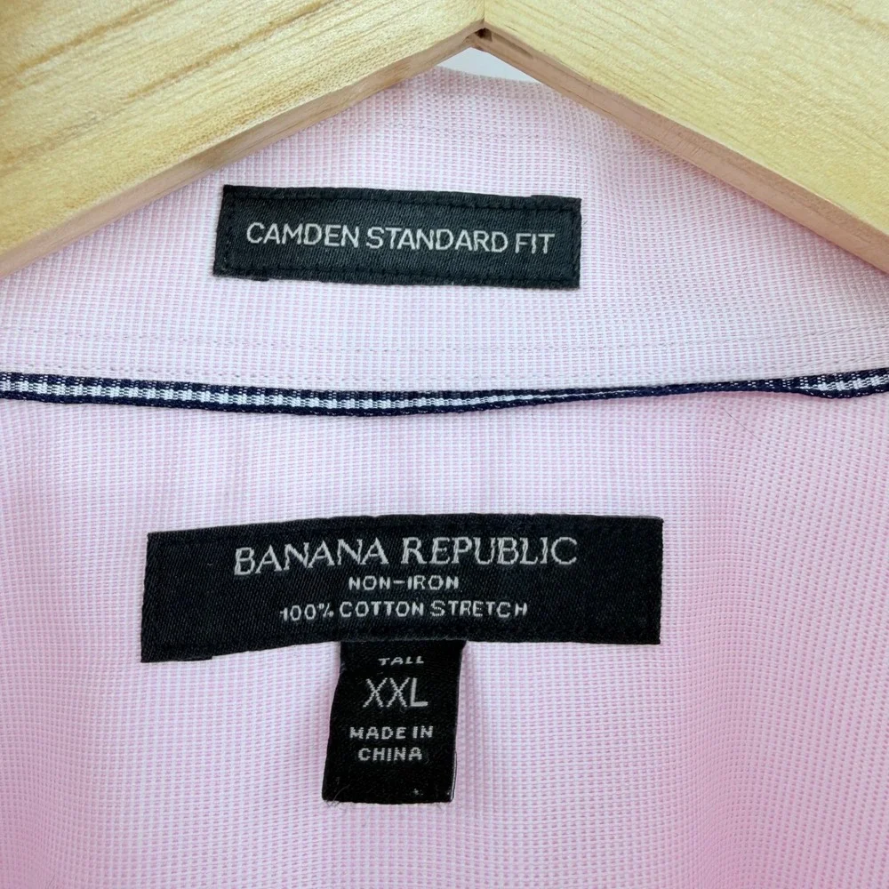 Banana Republic Dress Shirt Men XXL Tall Pink Camden Standard Fit Non-Iron